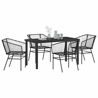 Garden Dining Set 5 pcs Black Poly Rattan