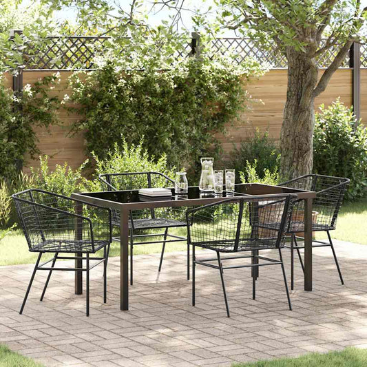 Garden Dining Set 5 pcs Black Poly Rattan