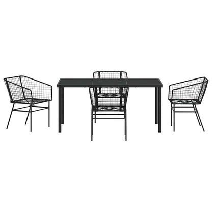 Garden Dining Set 5 pcs Black Poly Rattan