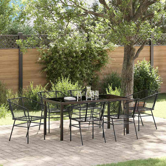 Garden Dining Set 7 pcs Black Poly Rattan