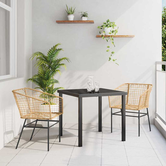 Garden Dining Set 3 pcs Brown Poly Rattan