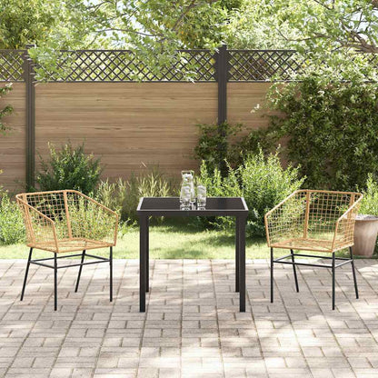 Garden Dining Set 3 pcs Brown Poly Rattan