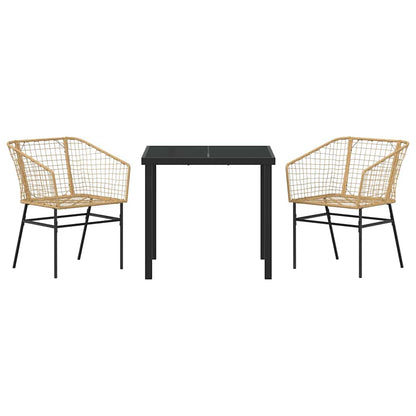 Garden Dining Set 3 pcs Brown Poly Rattan