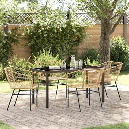 Garden Dining Set 5 pcs Brown Poly Rattan