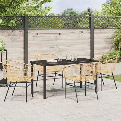 Garden Dining Set 5 pcs Brown Poly Rattan