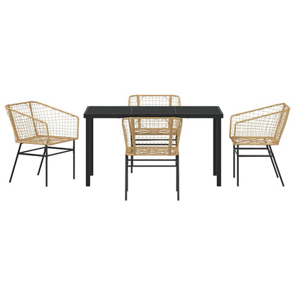 Garden Dining Set 5 pcs Brown Poly Rattan