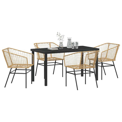 Garden Dining Set 5 pcs Brown Poly Rattan