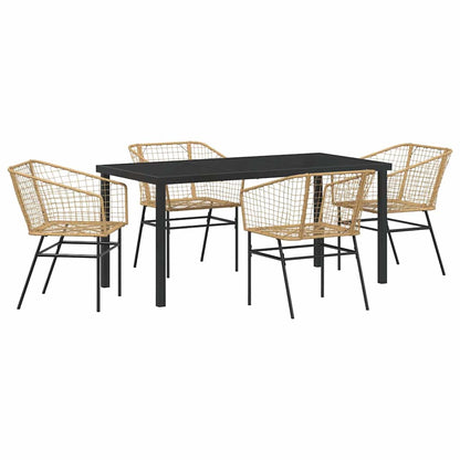 Garden Dining Set 5 pcs Brown Poly Rattan