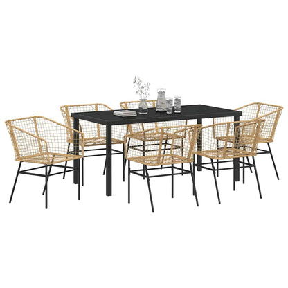 Garden Dining Set 7 pcs Brown Poly Rattan