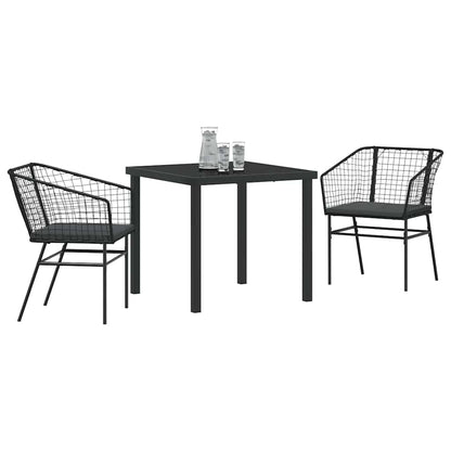 Garden Dining Set 3 pcs Black Poly Rattan