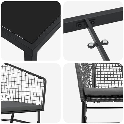 Garden Dining Set 5 pcs Black Poly Rattan