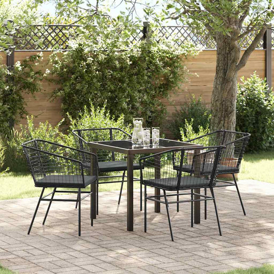 Garden Dining Set 5 pcs Black Poly Rattan