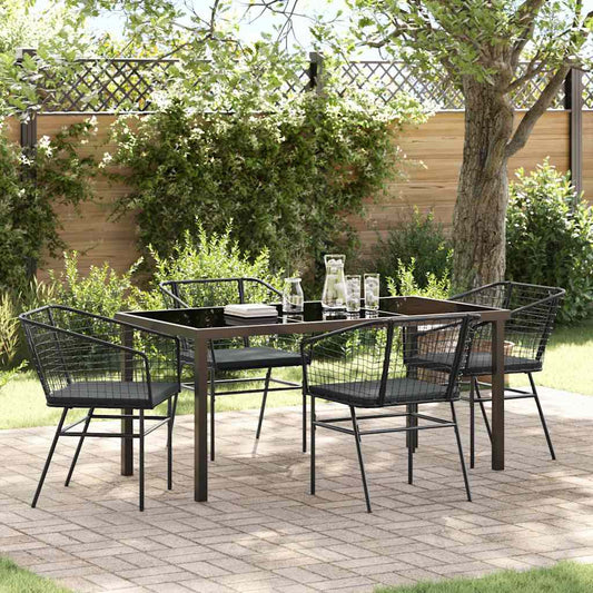 Garden Dining Set 5 pcs Black Poly Rattan
