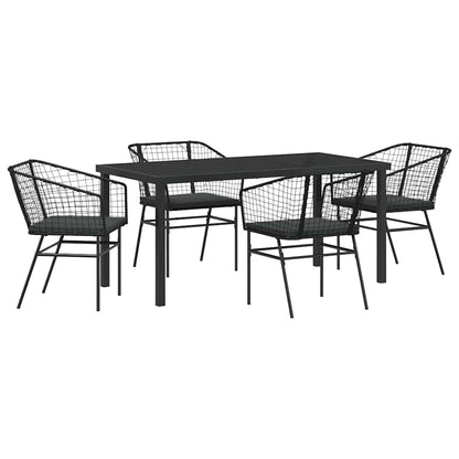 Garden Dining Set 5 pcs Black Poly Rattan