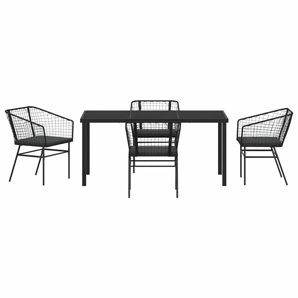 Garden Dining Set 5 pcs Black Poly Rattan