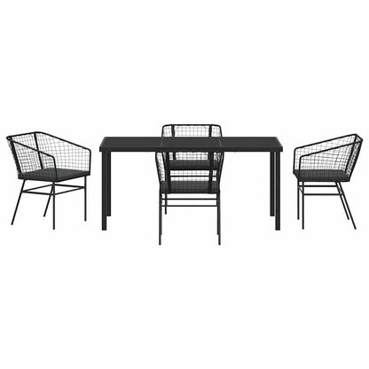 Garden Dining Set 5 pcs Black Poly Rattan