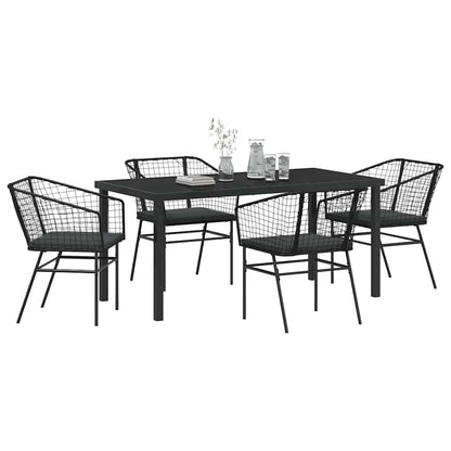 Garden Dining Set 5 pcs Black Poly Rattan