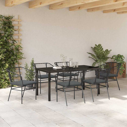 Garden Dining Set 7 pcs Black Poly Rattan