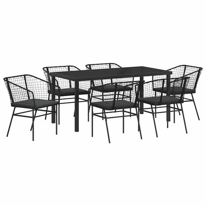 Garden Dining Set 7 pcs Black Poly Rattan