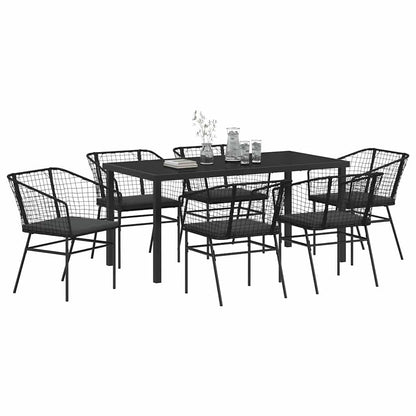 Garden Dining Set 7 pcs Black Poly Rattan