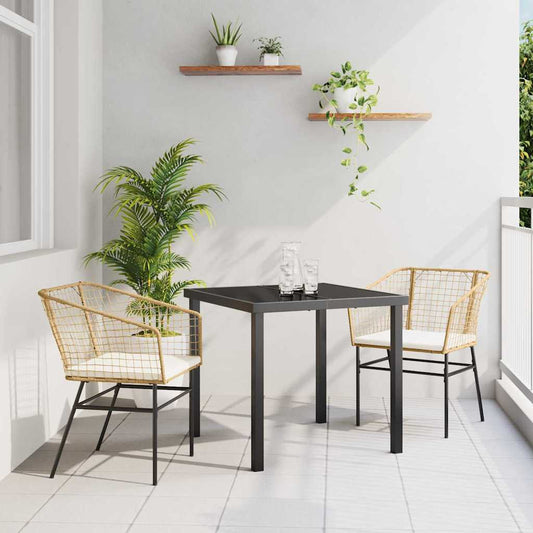 Garden Dining Set 3 pcs Brown Poly Rattan