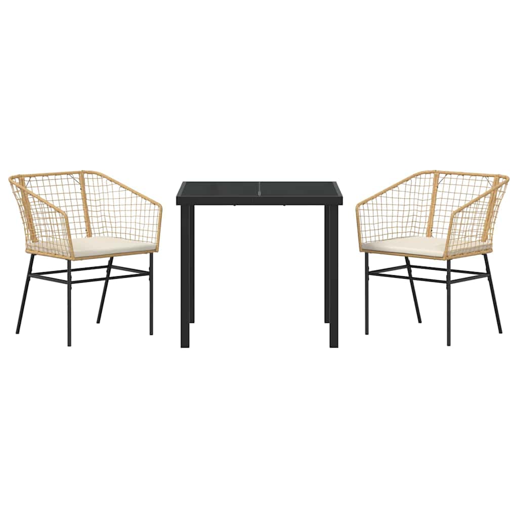 Garden Dining Set 3 pcs Brown Poly Rattan