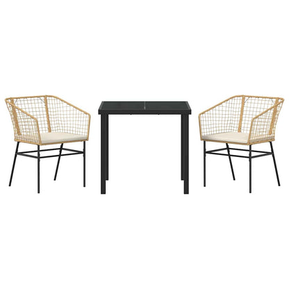 Garden Dining Set 3 pcs Brown Poly Rattan