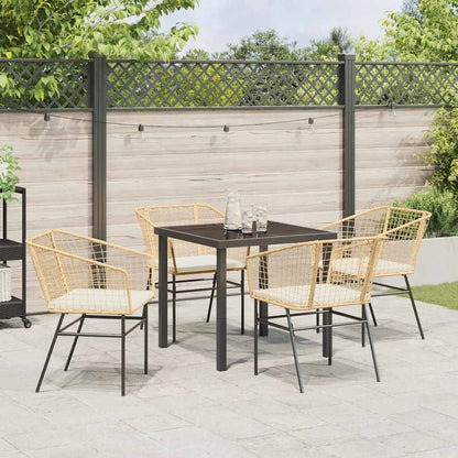 Garden Dining Set 5 pcs Brown Poly Rattan