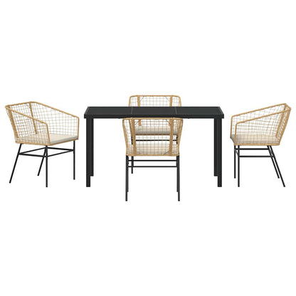 Garden Dining Set 5 pcs Brown Poly Rattan