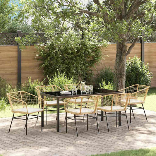 Garden Dining Set 7 pcs Brown Poly Rattan