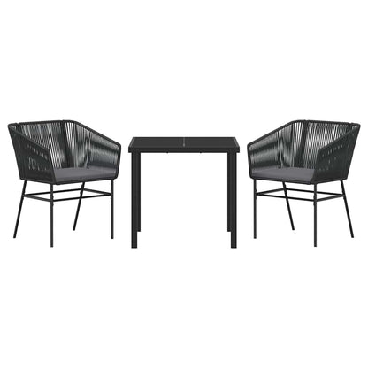 Garden Dining Set 3 pcs Black Poly rattan