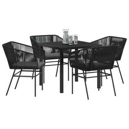 Garden Dining Set 5 pcs Black Poly rattan