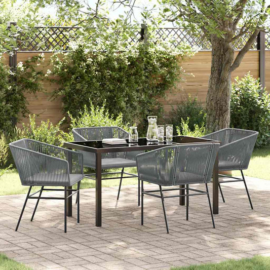 Garden Dining Set 5 pcs Grey Poly rattan
