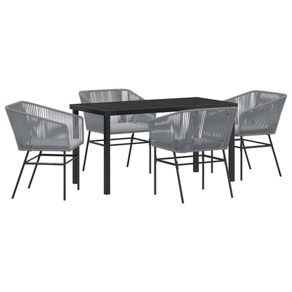 Garden Dining Set 5 pcs Grey Poly rattan