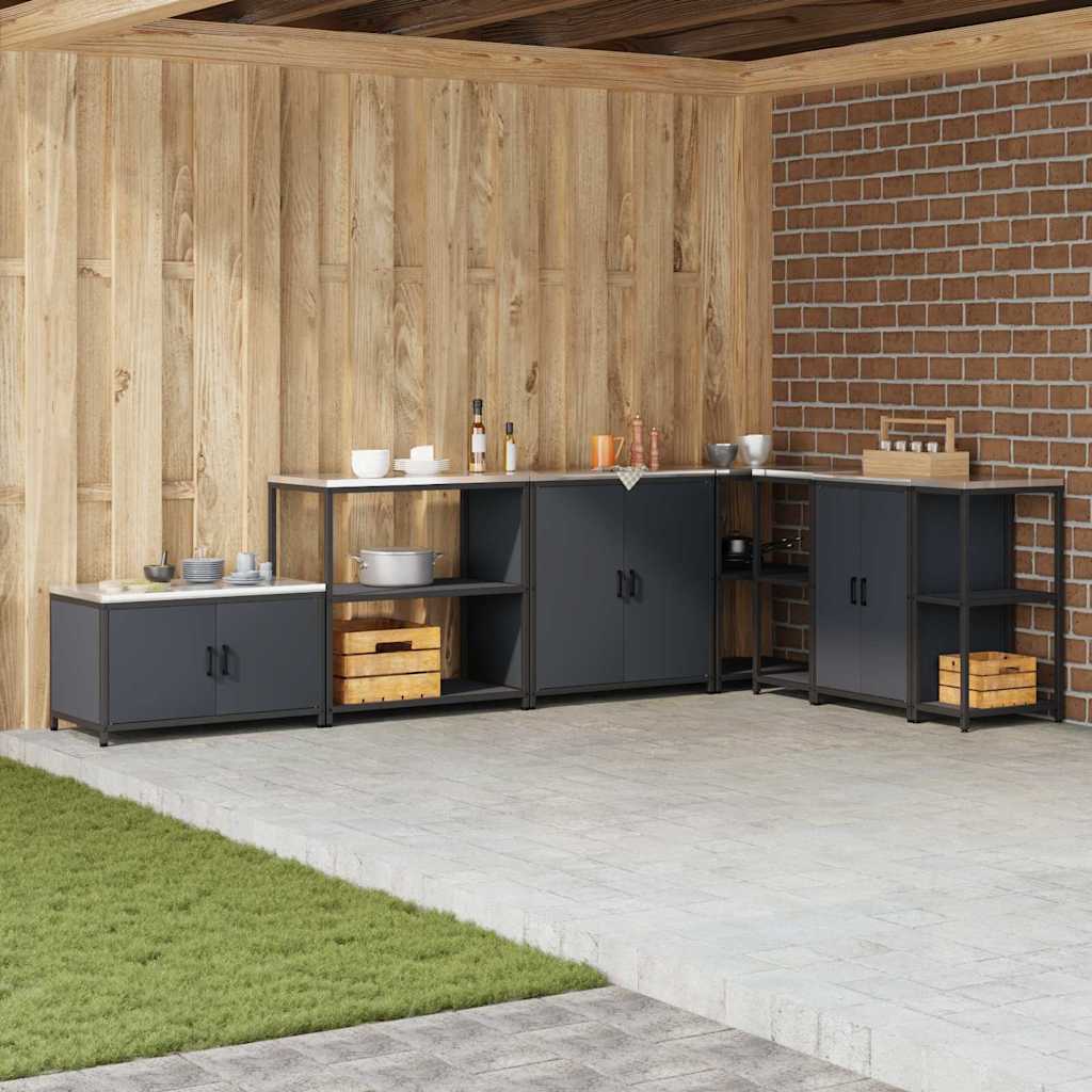 Kitchen Storage Shelf with Shelf with Storage Anthracite Steel