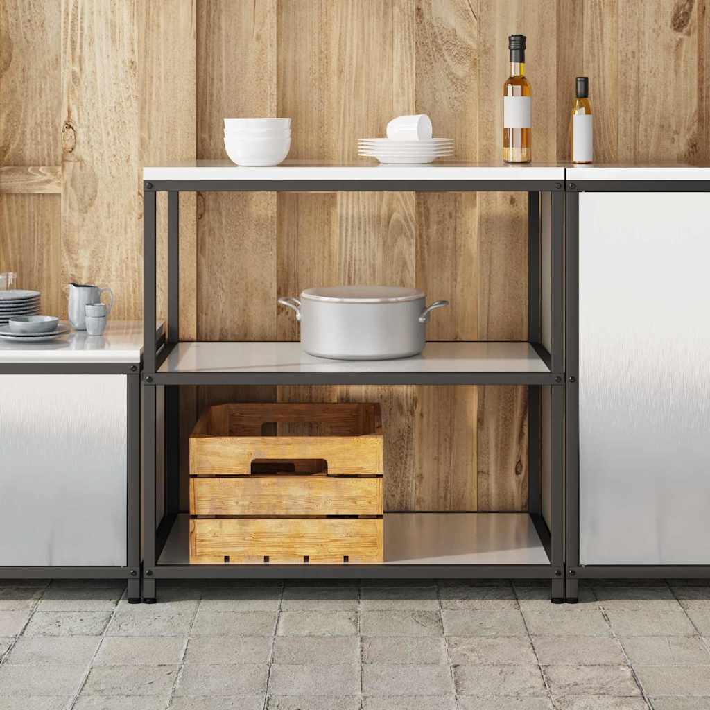 Kitchen Storage Shelf with Shelf Silver Stainless steel