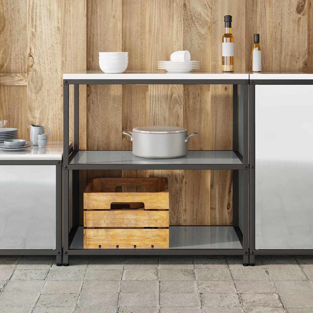Kitchen Storage Shelf with Shelf Silver Galvanised steel