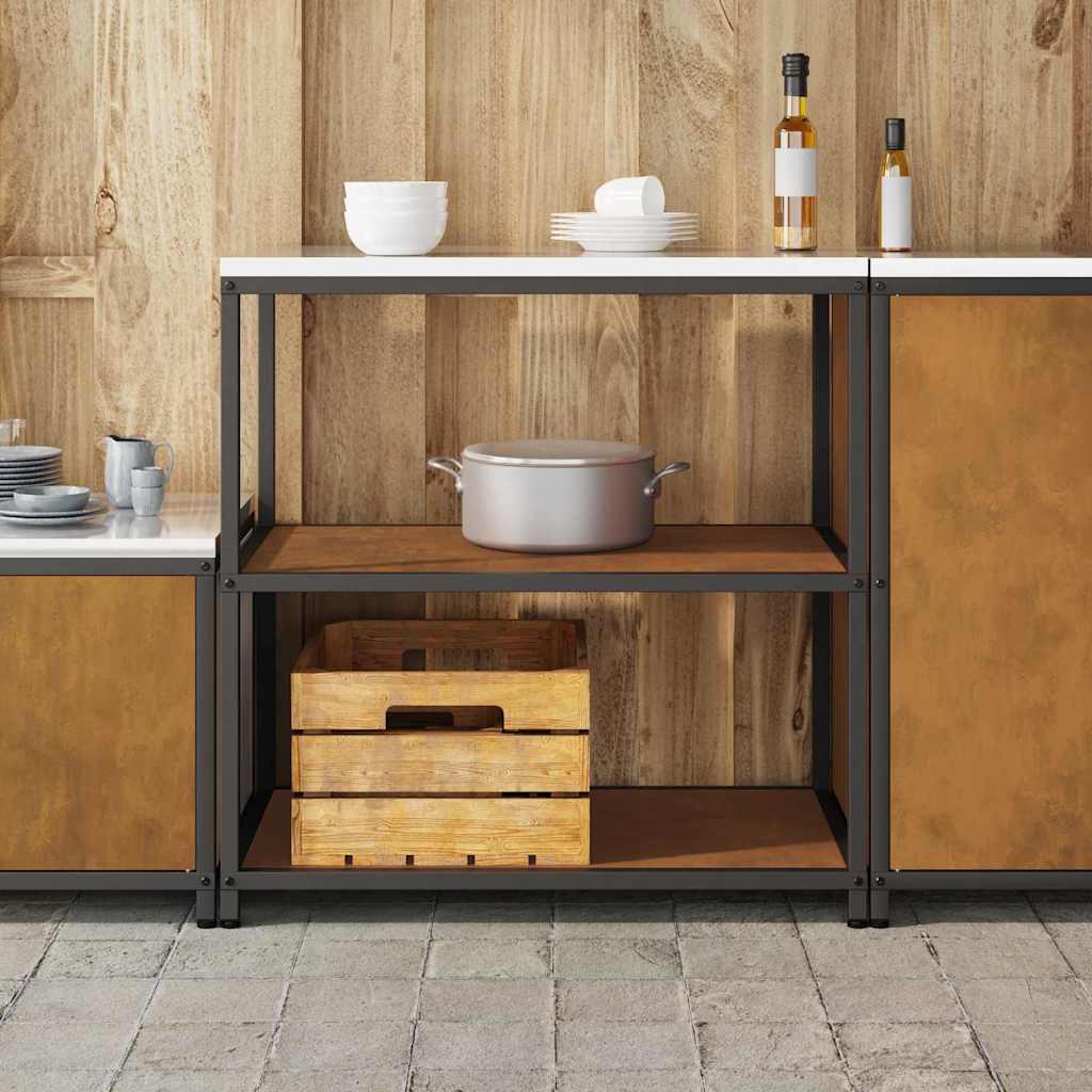 Kitchen Storage Shelf with Shelf Rusty Weathering steel