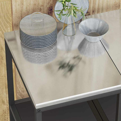 Kitchen Storage Shelf with Shelf with Storage Black Steel