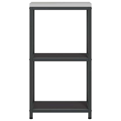 Kitchen Storage Shelf with Shelf with Storage Black Steel