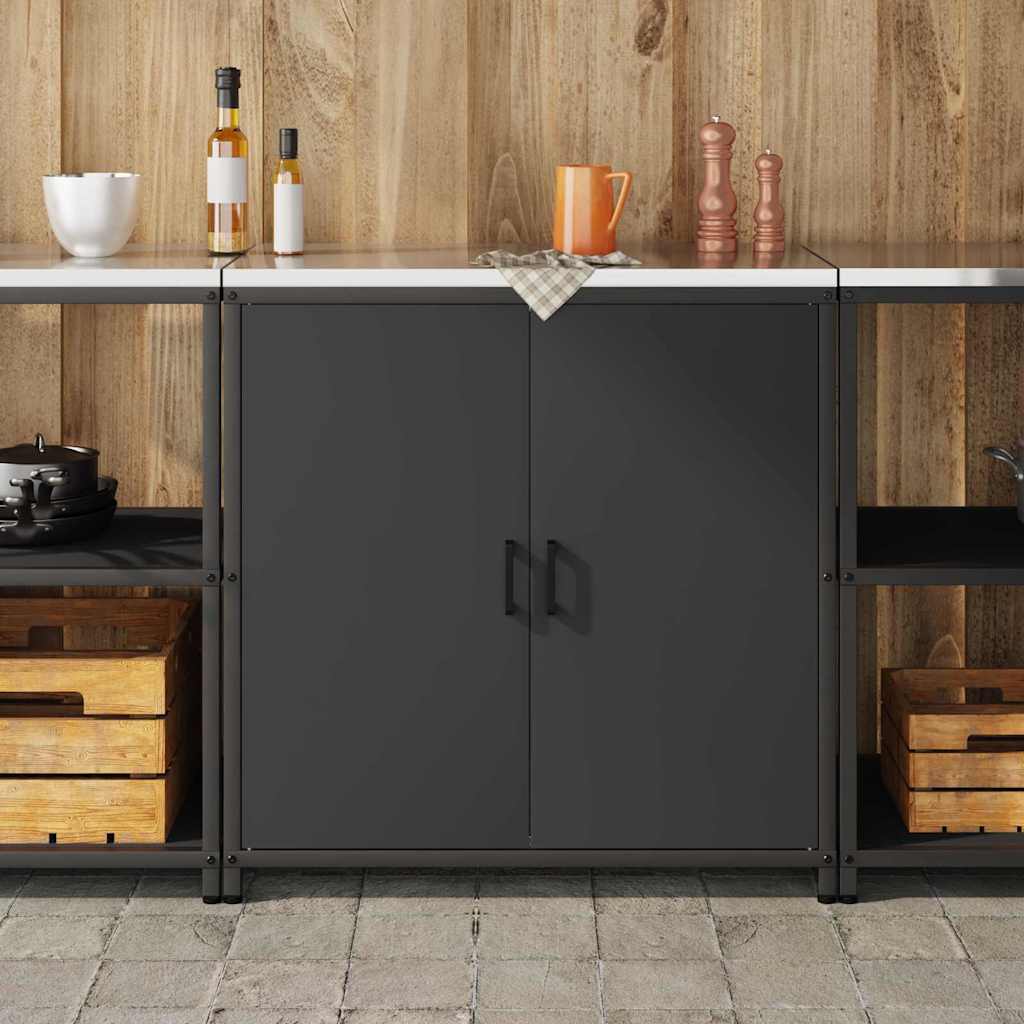 Kitchen Storage Cabinet with Shelf with Storage Black Steel