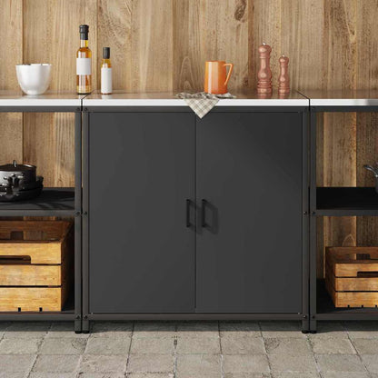Kitchen Storage Cabinet with Shelf with Storage Black Steel