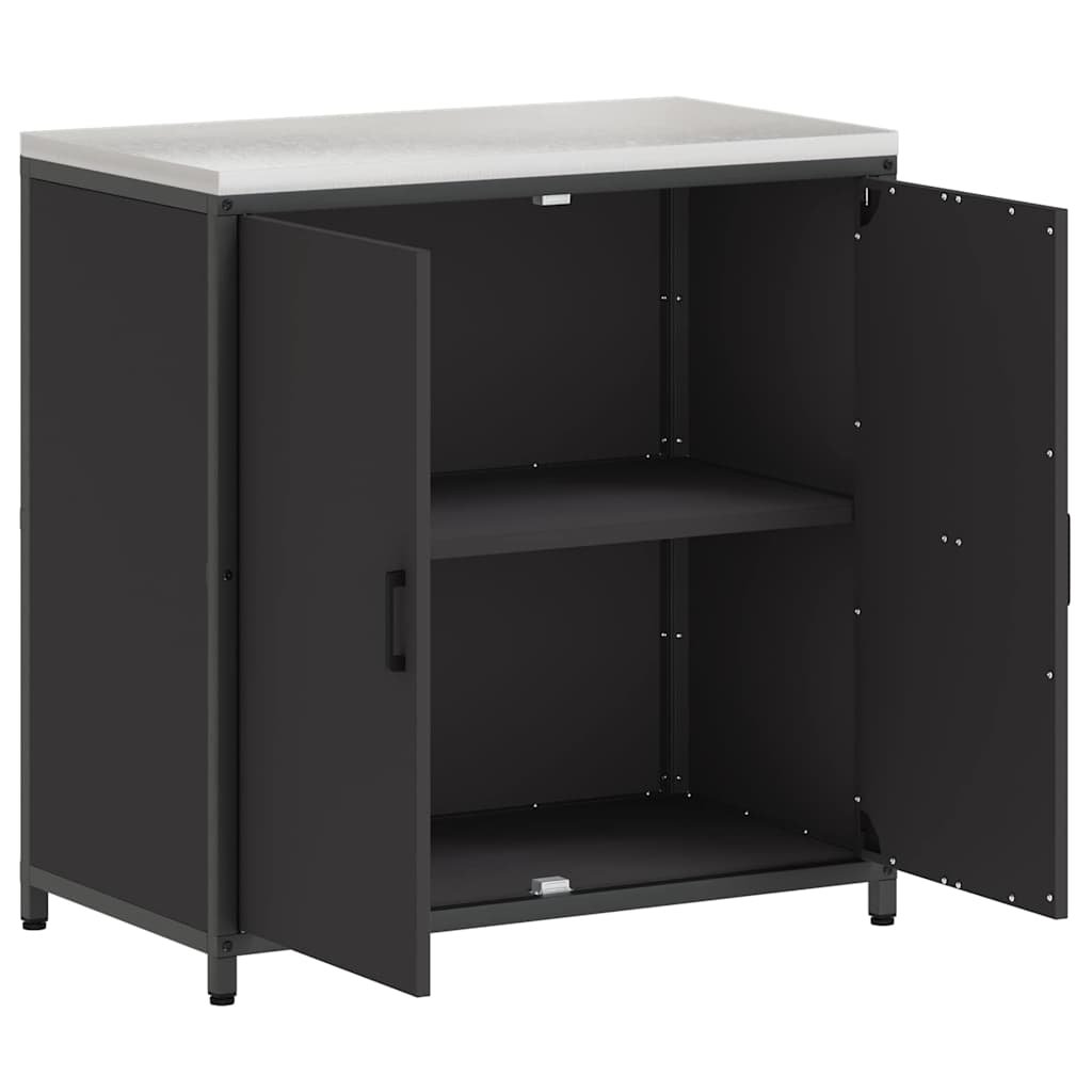 Kitchen Storage Cabinet with Shelf with Storage Black Steel