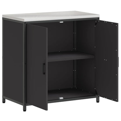 Kitchen Storage Cabinet with Shelf with Storage Black Steel