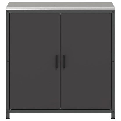 Kitchen Storage Cabinet with Shelf with Storage Black Steel