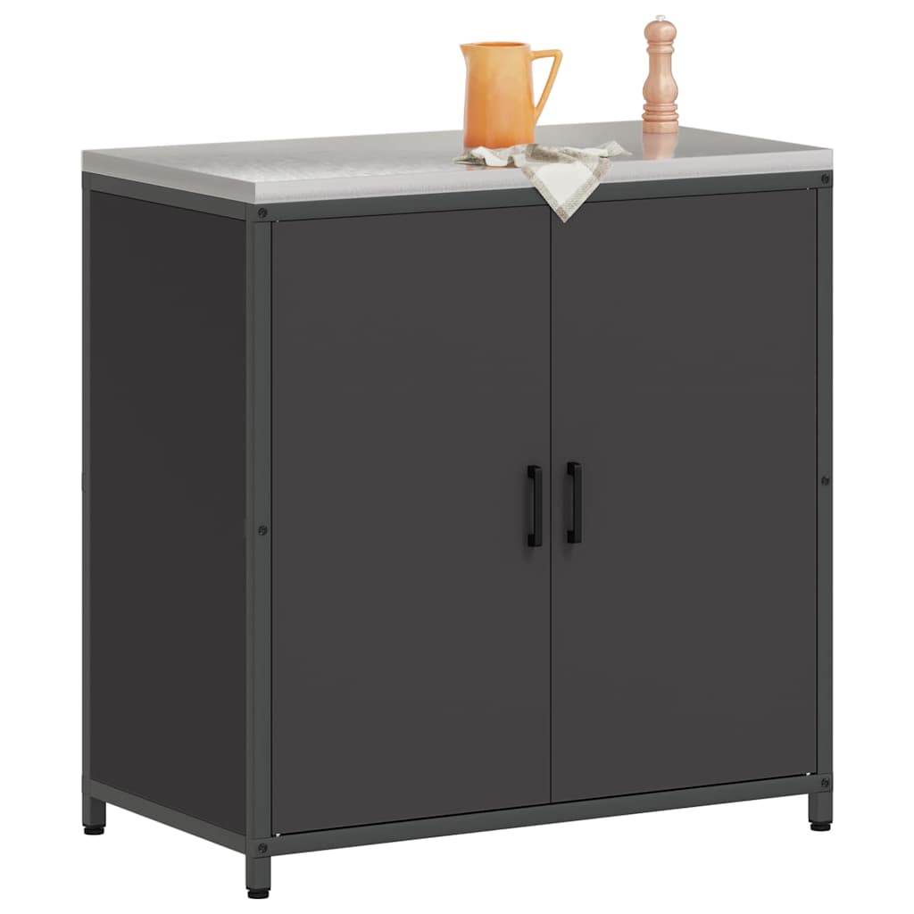 Kitchen Storage Cabinet with Shelf with Storage Black Steel