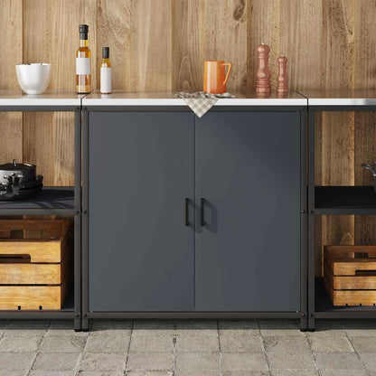 Kitchen Storage Cabinet with Shelf with Door Anthracite Steel