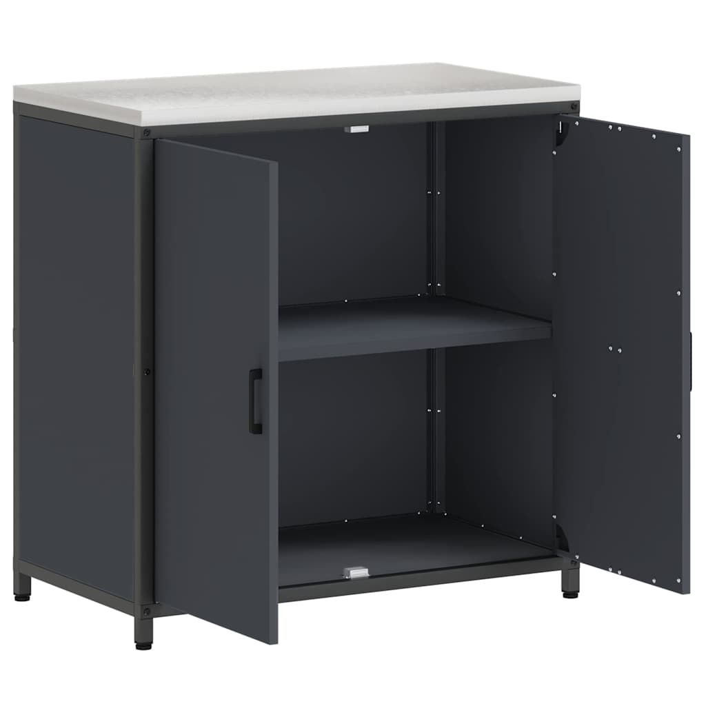 Kitchen Storage Cabinet with Shelf with Door Anthracite Steel