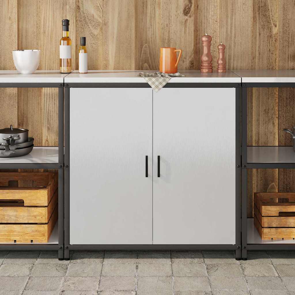 Kitchen Storage Cabinet with Shelf Silver Stainless steel