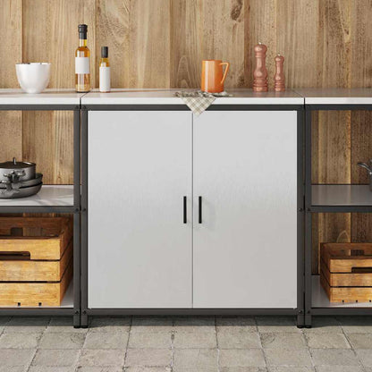 Kitchen Storage Cabinet with Shelf Silver Stainless steel